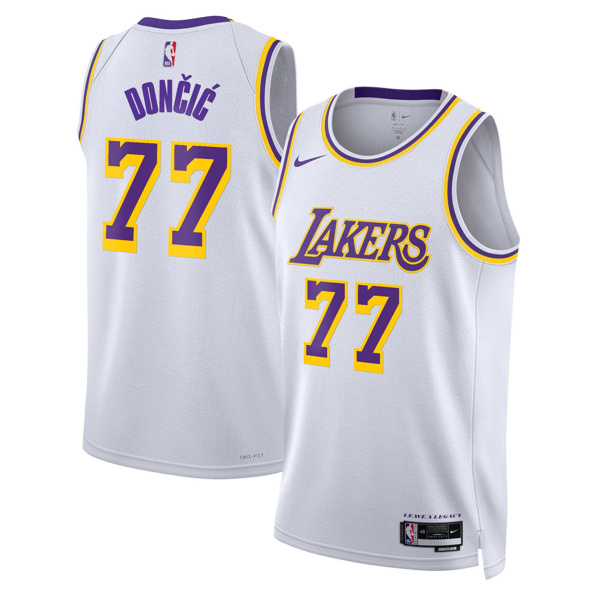 Men Los Angeles Lakers 77 Doncic White 2025 Nike Swingman NBA Jersey